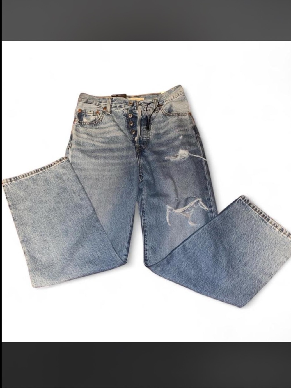 NWT Levi’s Ribcage Straight Ankle Jeans Light Wash Distressed Women’s 25x27